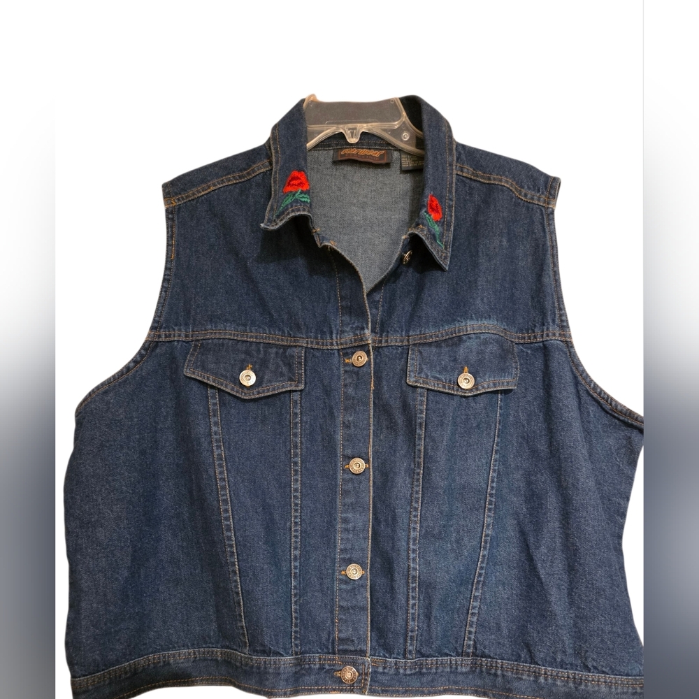 StarWear Embellished Denim Vest Western 70's Retro Nostalgic Boho Plus Size 22